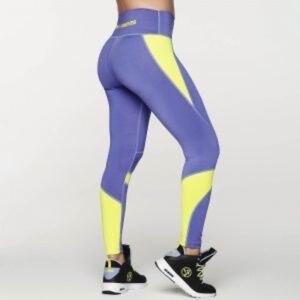 Zumba Forever Color Blocked High Waisted Ankle Leggings